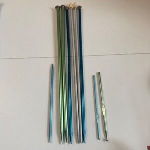 Vintage Loving Touch Boye Aluminum Knitting Needles Crochet Hook Lot Sz 9G 14in